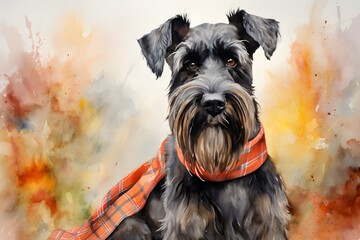 Giant Schnauzer with a glass of beer illustration