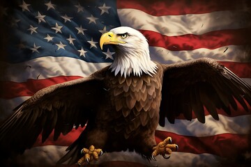 American flag with eagle, generative ai