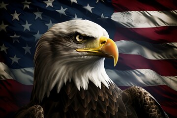 American flag with eagle, generative ai