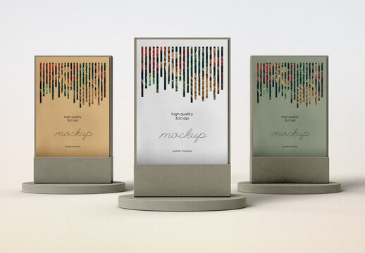 Triple Lightbox Display Mockup &ndash; Versatile Standing Signage for Interior Navigation, Branding, or Menus