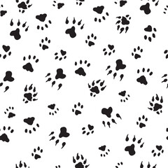Animal footprint on white background pattern.