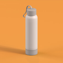 Monochrome Bottle on Orange Background, 3d Rendering