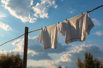 Clothes drying on a wire