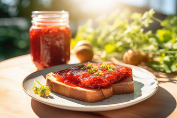 Toast and jam for breakfast