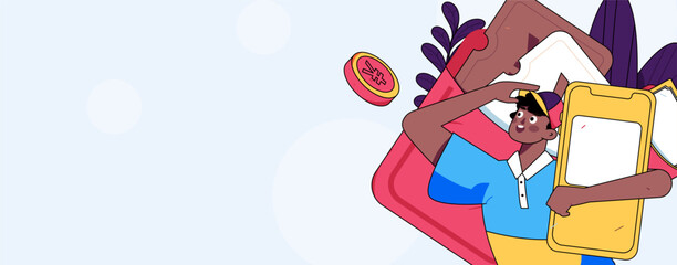 Holiday Shopping E-Commerce Online Shopping People Flat Vector Concept Operation Hand Drawn Illustration
