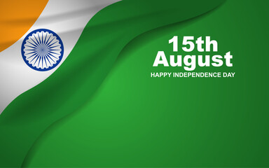 Indian flag on a green background, suitable for political or national events such as Independence Day, vector illustration