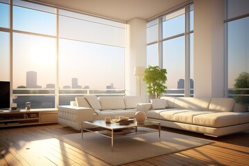 Naklejka na ściany i meble Modern living room with kitchen,Generative AI