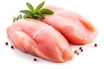 Succulent Delicacy: Fresh Raw Chicken Fillet Isolated on White Background - Tempting Stock Image for Sale