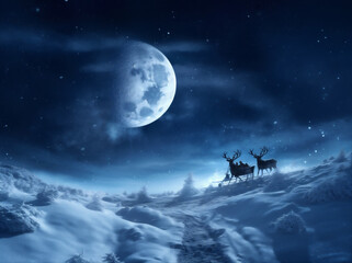 gift claus reindeer christmas sleigh december claus holiday winter santa night. Generative AI.