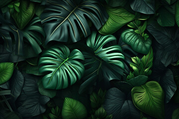 nature colourful forest palm tropical background leaf natural tree jungle green. Generative AI.