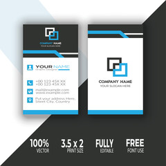 Vertical Double-sided Business Card Template. Flat Design Vector Illustration. Stationery Design