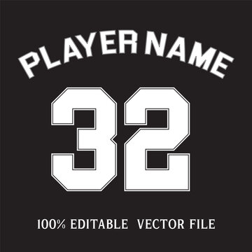 Premium Vector  White jersey number basketball team name printable  embroidery text effect editable premium vector