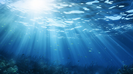 Fototapeta premium underwater sea ocean watercolor blue transparent background