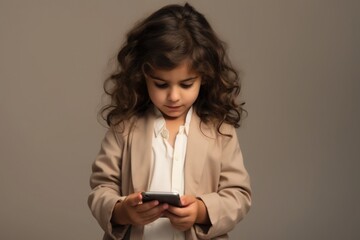 Fototapeta premium Cute girl using smartphone