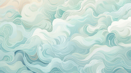 Obraz premium simple watercolors sea theme waves soft soft color light blue cartoon drawing