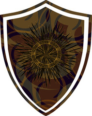Magic sun. Coat of arms, emblem, shield, tattoo design