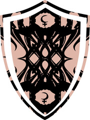 Lilith, Selena, Black Moon. Coat of arms, emblem, shield, tattoo design