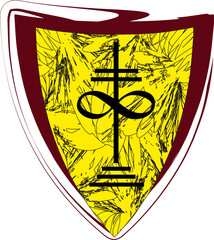 Archangel cross, infinity sign. Coat of arms, emblem, shield, tattoo design