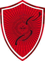 Pluto, astrological sign. Coat of arms, emblem, shield, tattoo design