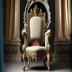 An ornate, luxurious throne chair, exuding elegance and grandeur, fit for royalty