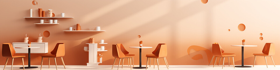 cafe interior, drawing flat graphics background minimalism pink delicate background