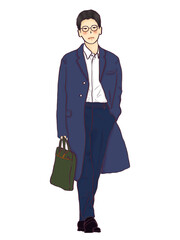 young office worker illustration walking to work