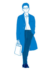 young office worker illustration walking to work