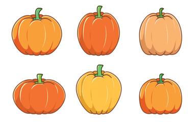 Cartoon pumpkins collection. Vector illustration isolated on white background