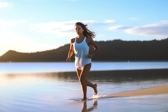 woman running on the beach