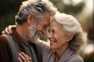 An affectionate mature couple gazing into each other's eyes, still deeply in love after all these years Generative AI