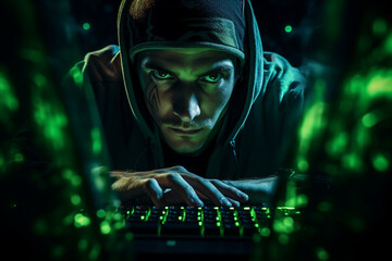 Gamer's eyes focused on the screen with reflections of the game, gamer, computer games Generative AI