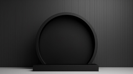 black round arch podium pedestal presentation of a new product studio sale on black Friday