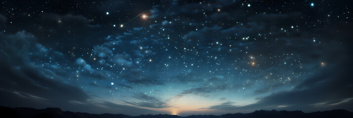 Generative AI, Starry Night Sky: Twelve Constellations with Polaris - obrazy, fototapety, plakaty