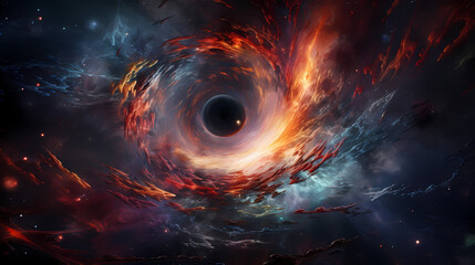 Obraz premium Generative AI, Supermassive Black Hole: Detailed Futuristic Colors