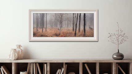 framed painting on the wall landscape autumn frame interior gallery