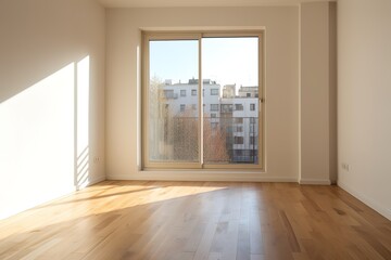 Empty living room with white wall in the background | Modern living room interior with white wall | Empty room with window in modern house,Generative AI