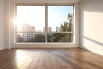 Empty living room with white wall in the background | Modern living room interior with white wall | Empty room with window in modern house,Generative AI