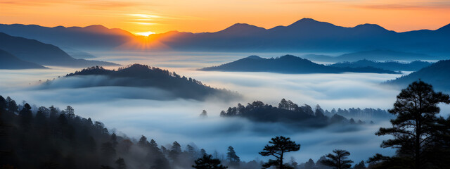 Morning Sunrise from Mountains: A Breathtaking Nature's Spectacle Unfolding in Golden Hues