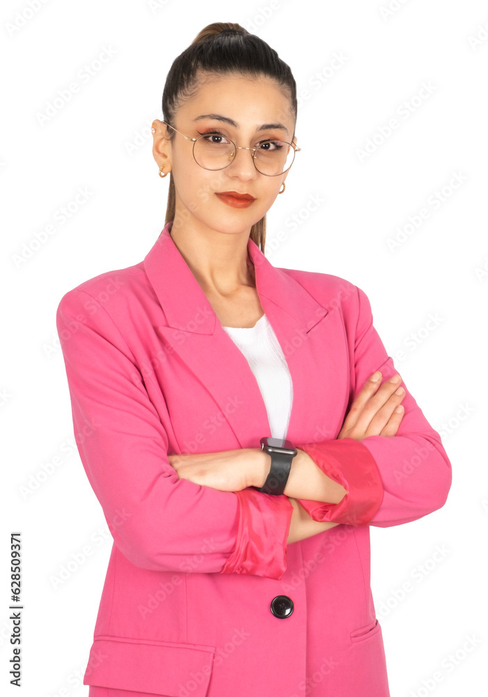 Wall mural successful business woman, portrait of serious brunette successful business woman. office female wor