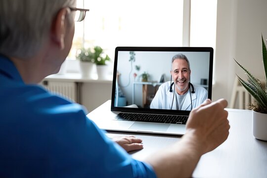 Home patient video call with doctor. Photo generative AI