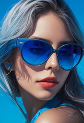 amazing woman with blue sunglasses