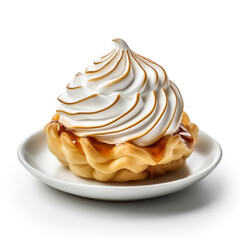 Delicious Baked Alaska isolated on white background 