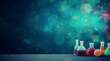 abstract background with copy space theme chemistry test tubes experiments.