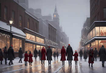 christmas marked in the city - painting