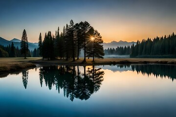 sunrise over the lake BACKGROUND