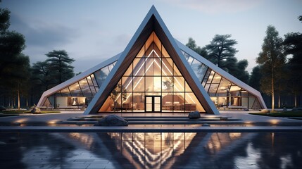 Contemporary triangle shape design modern architecture generative ai