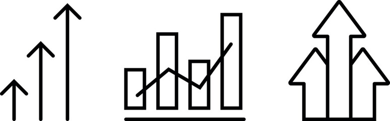 Vector line icons collection of growth. Vector outline pictogram icons.
