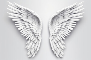 Obraz premium 3D Angel Wings On White Background. Generative AI