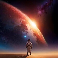 Fototapeta na wymiar man in the space with the earth background,astrouant, high quality photo,ai technology,ai generated.