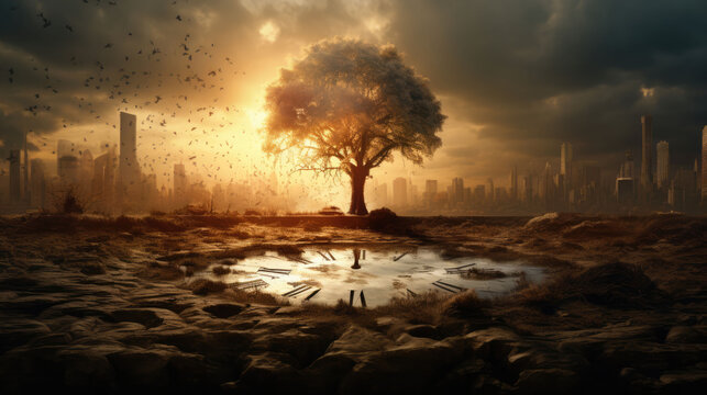 Conceptual image of global warming and climate change